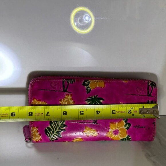 Hawaiian Women Tropical Leather Palm Floral Design Wallet Pink Size 4x8 - Picture 3 of 7